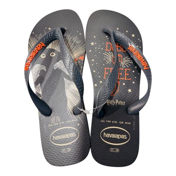 Brand New Havaianas Flip Flops Harry Potter 7/8 - Picture 1 of 1